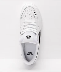 Nike SB Force 58 White & Black Leather Skate Shoes