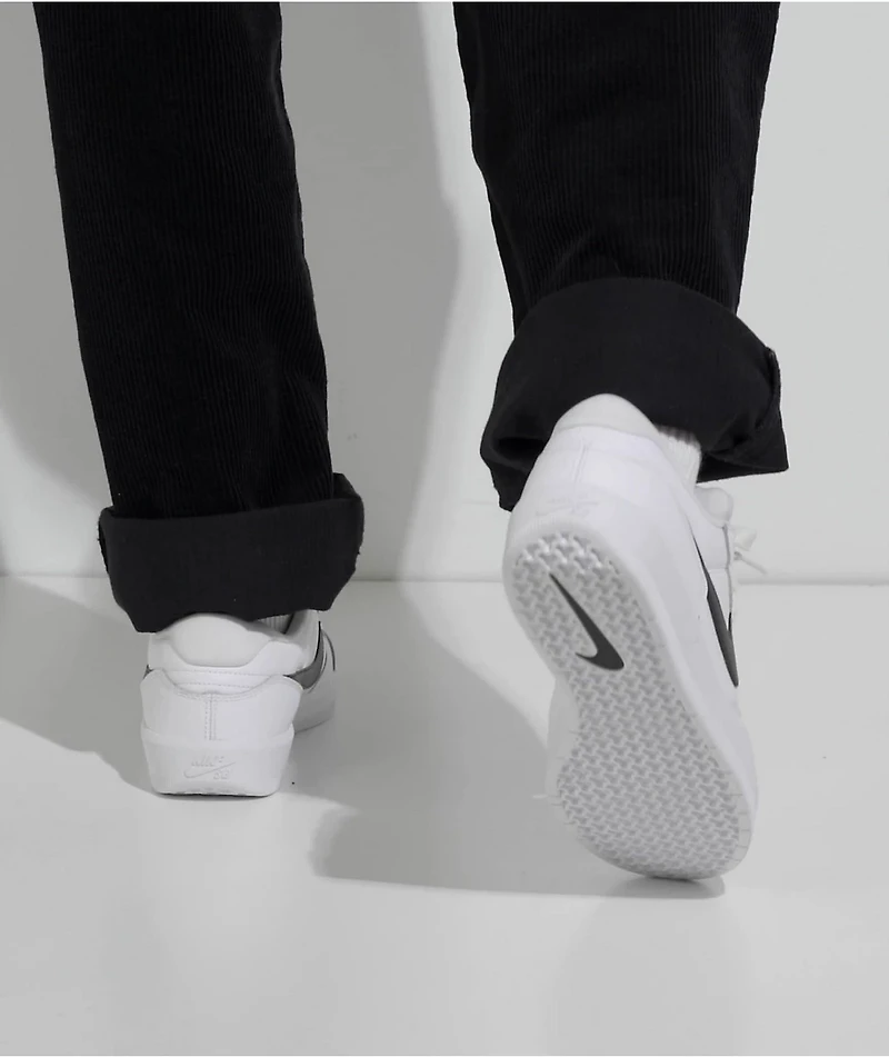 Nike SB Force 58 White & Black Leather Skate Shoes