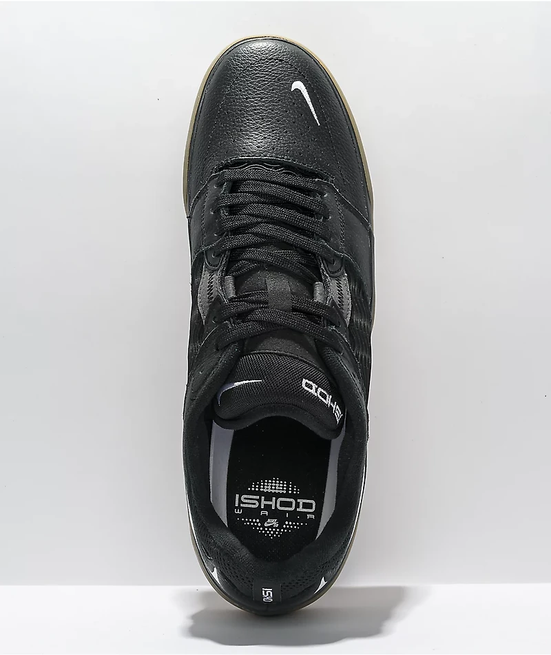 Nike SB Ishod Black, White, & Gum Leather Skate Shoes