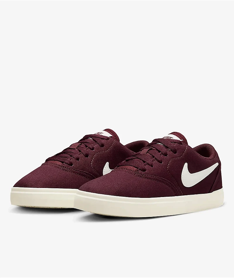 Nike SB Kids Check Canvas Burgundy Crush & Sail Skate Shoes