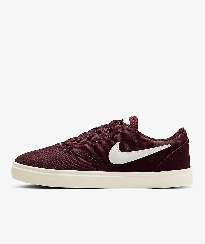 Nike SB Kids Check Canvas Burgundy Crush & Sail Skate Shoes