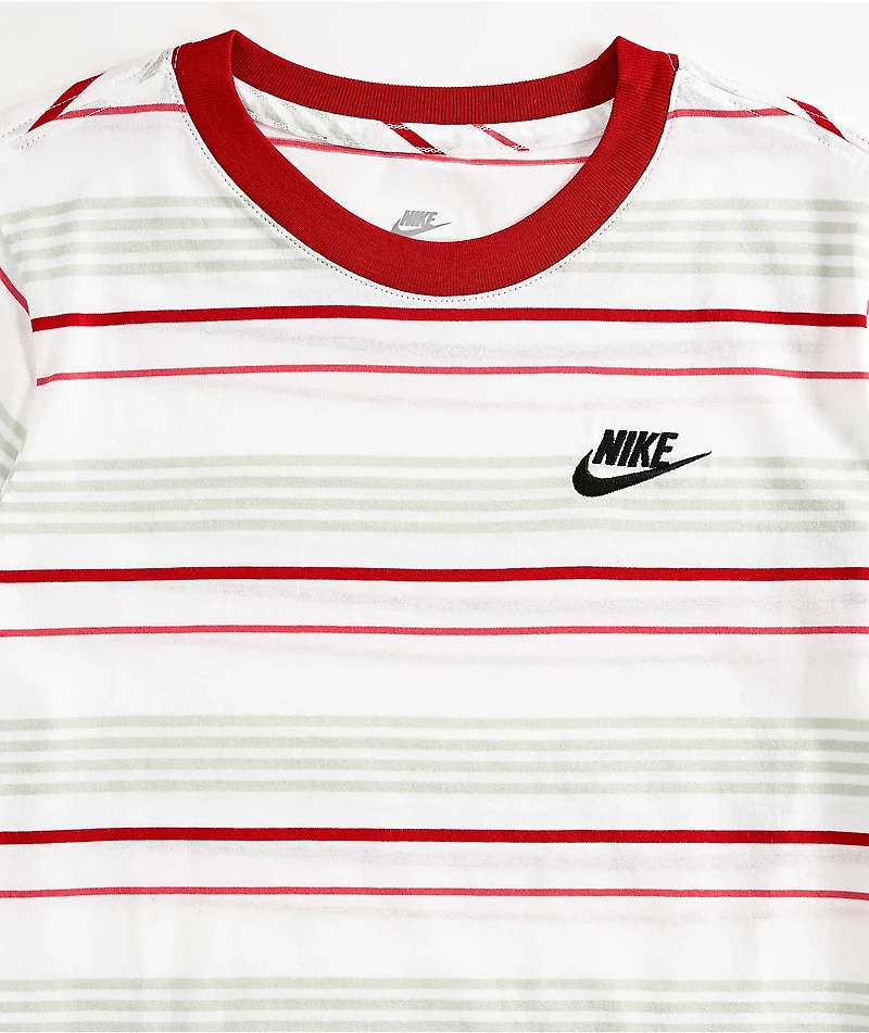Nike SB Kids Club Stripe White & Red T-Shirt