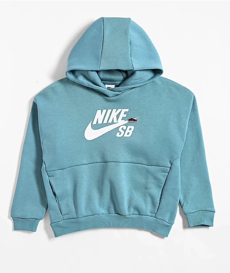 Nike SB Kids Icon EasyOn Denim Turquoise Hoodie