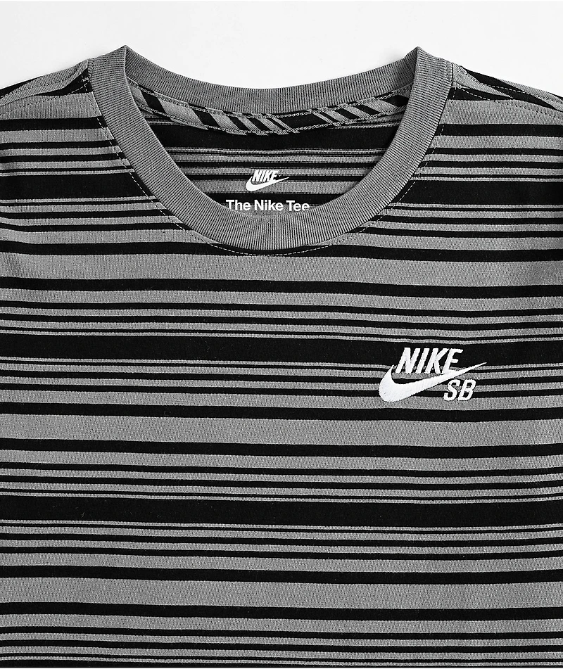 Nike SB Kids Skate Black & Smoke Grey Stripe Long Sleeve T-Shirt