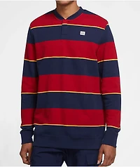 Nike SB Novelty Red & Navy Stripe Long Sleeve Henley Shirt