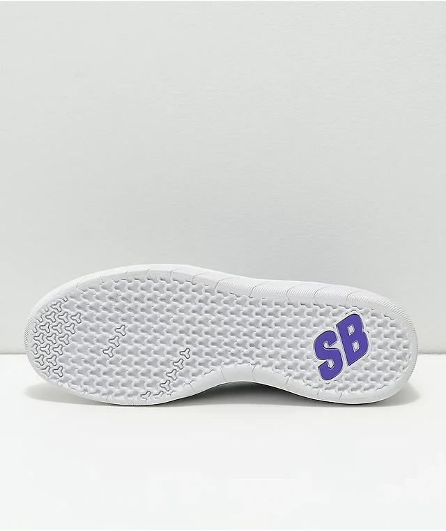 Nike SB Nyjah Free Wolf Grey, White Purple Skate Shoes at