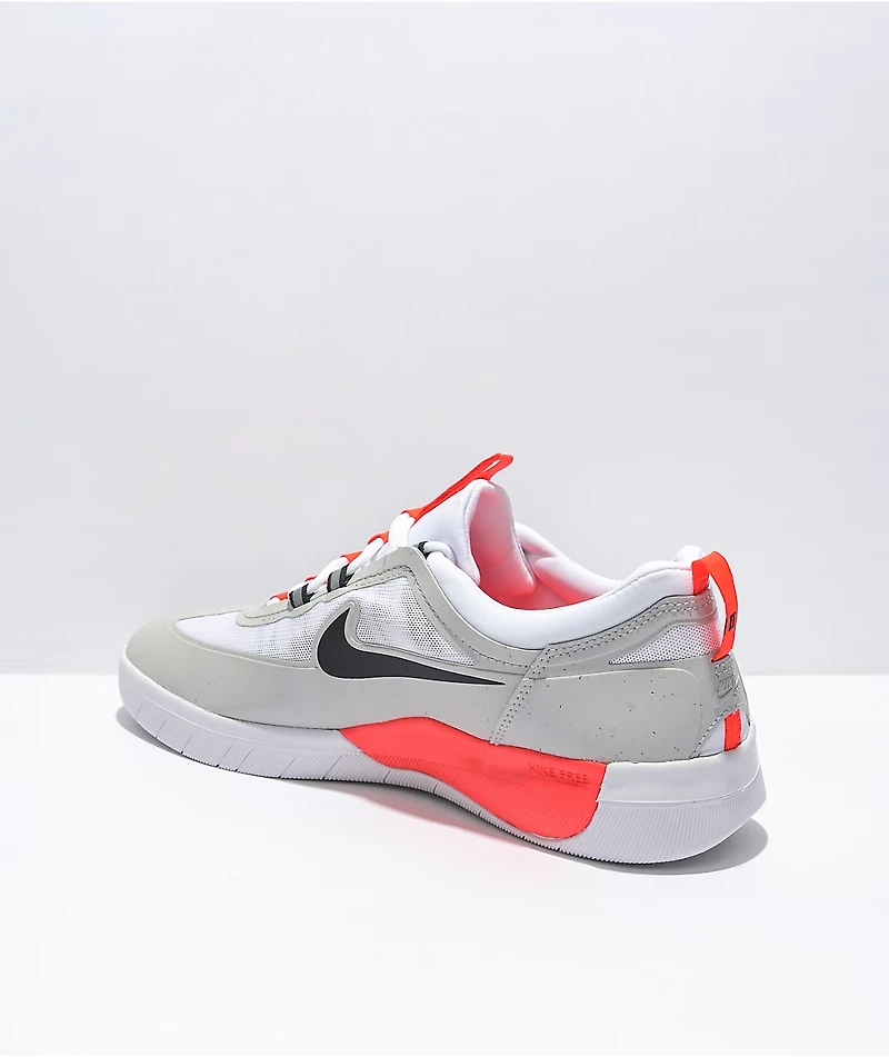 Nike SB Nyjah Free 2.0 Grey, Black, & White Skate Shoes