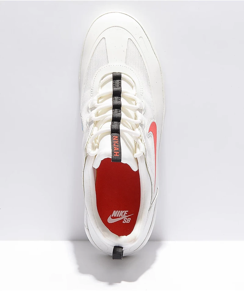Nike SB Nyjah Free 2.0 White, Blue, & Red Skate Shoes