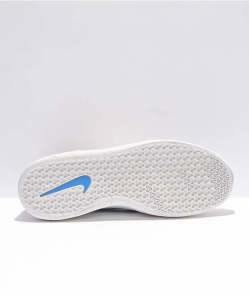 Nike SB Nyjah Free 2.0 White, Blue, & Red Skate Shoes