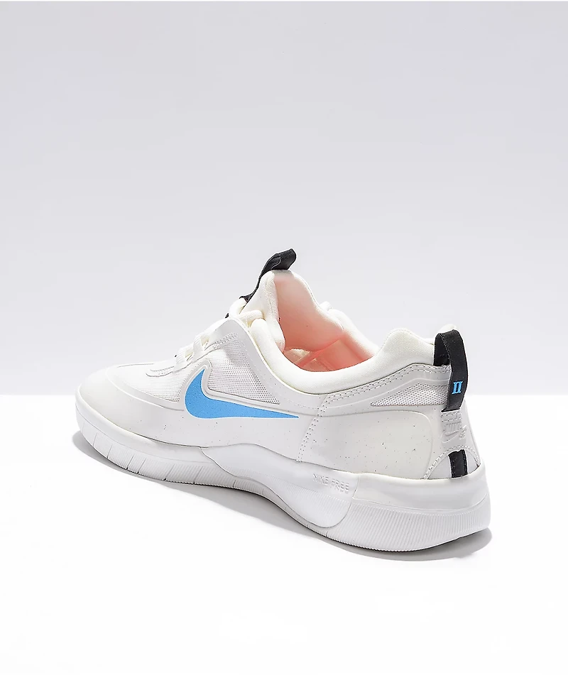 Nike SB Nyjah Free 2.0 White, Blue, & Red Skate Shoes
