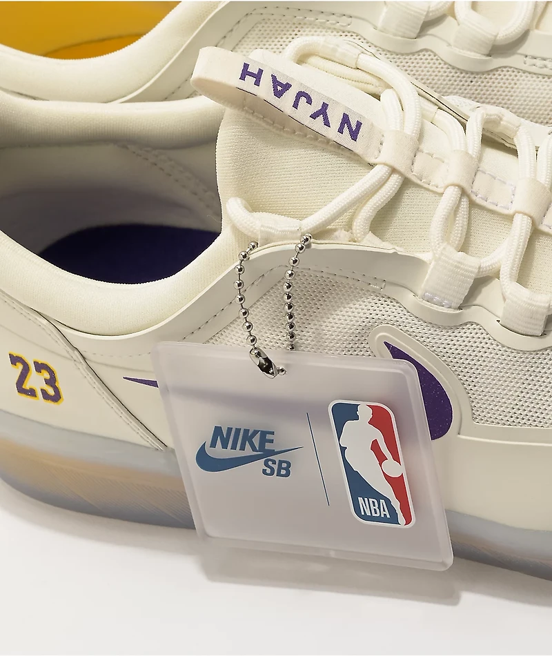 Nike SB Nyjah Free 2.0 x NBA White, Purple, & Gold Skate Shoes