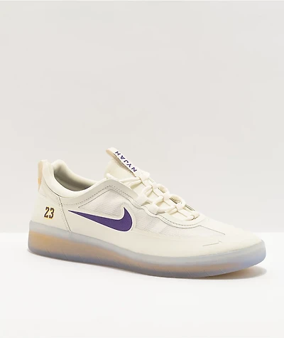 Nike SB Nyjah Free 2.0 x NBA White, Purple, & Gold Skate Shoes