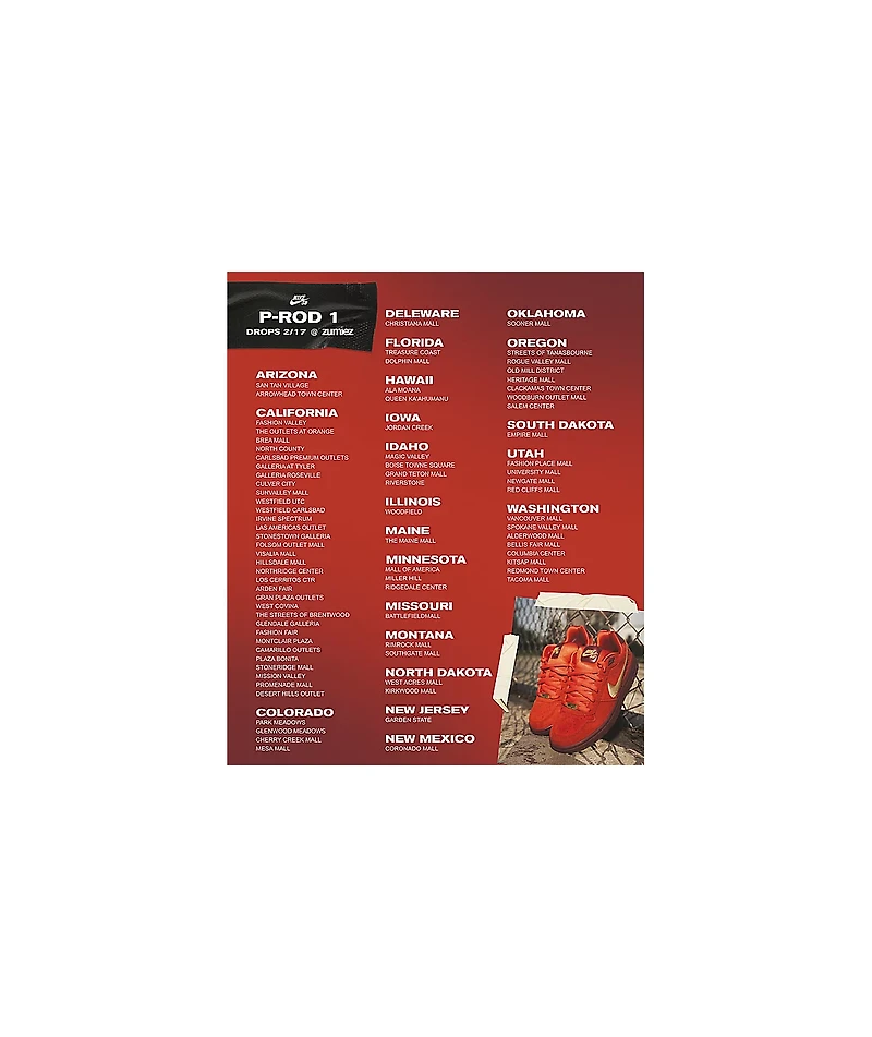 Nike SB P-Rod 1 Zoom Air Low Habanero Red & Club Gold Skate Shoes