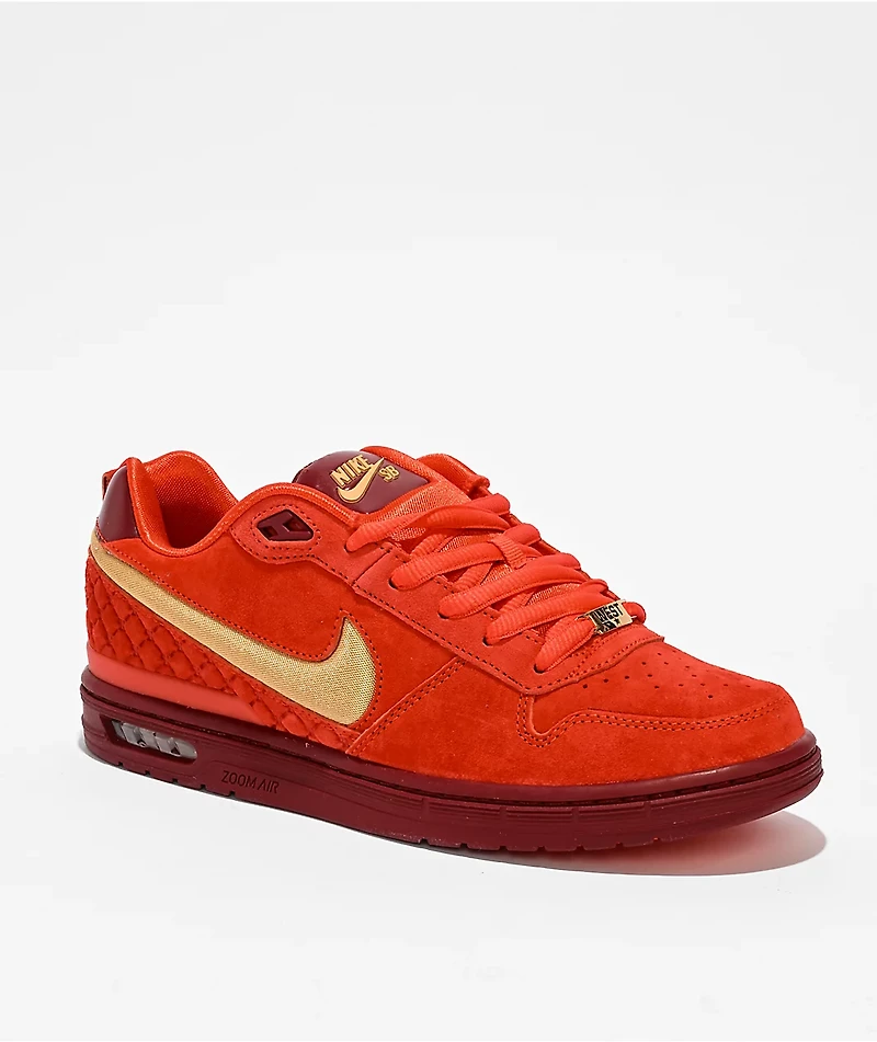 Nike SB P-Rod 1 Zoom Air Low Habanero Red & Club Gold Skate Shoes