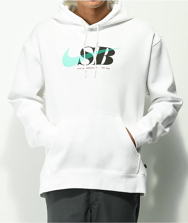HOT Nike Sb Hbr Swoosh Hoodie Nike SB Swoosh Through White