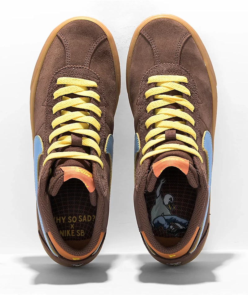 Nike SB x Why So Sad Bruin High PRM Chocolate & Blue Skate Shoes