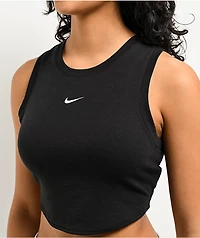 Nike Sportswear Chill Knit Black Ribbed Crop Tank Top