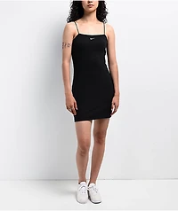 Nike Sportswear Chill Knit Mini-Rib Black Cami Dress