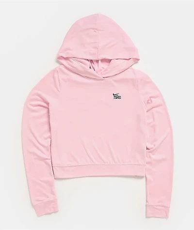 Nike Sportswear Chill Knit Pink Foam Lightweight Crop Hoodie