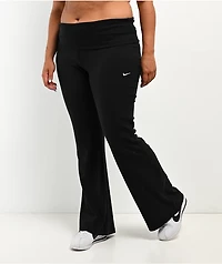 Nike Sportswear Chill Knit Ribbed Black Mid Rise Flare Leggings
