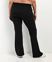 Nike Sportswear Chill Knit Ribbed Black Mid Rise Flare Leggings