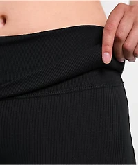 Nike Sportswear Chill Knit Ribbed Black Mid Rise Flare Leggings