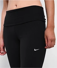 Nike Sportswear Chill Knit Ribbed Black Mid Rise Flare Leggings