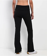 Nike Sportswear Chill Knit Ribbed Black Mid Rise Flare Leggings