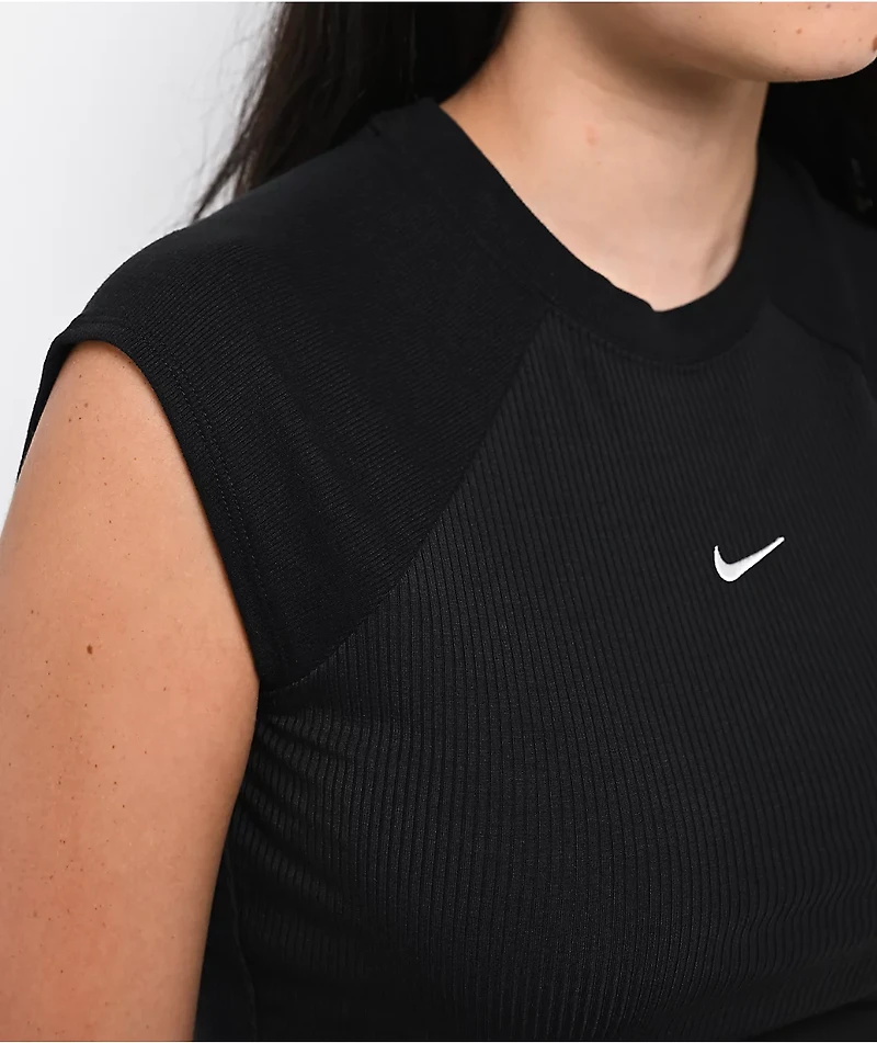 Nike Sportswear Chill Knit Ribbed Black T-Shirt