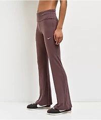 Nike Sportswear Chill Knit Tattoo Brown Fold Over Flare Leggings