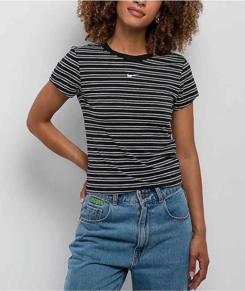 Nike Sportswear Chill Striped Black Knit T-Shirt