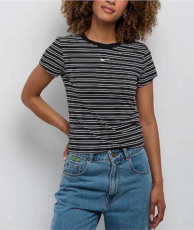 Nike Sportswear Chill Striped Black Knit T-Shirt