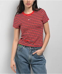 Nike Sportswear Chill Striped Red Knit T-Shirt