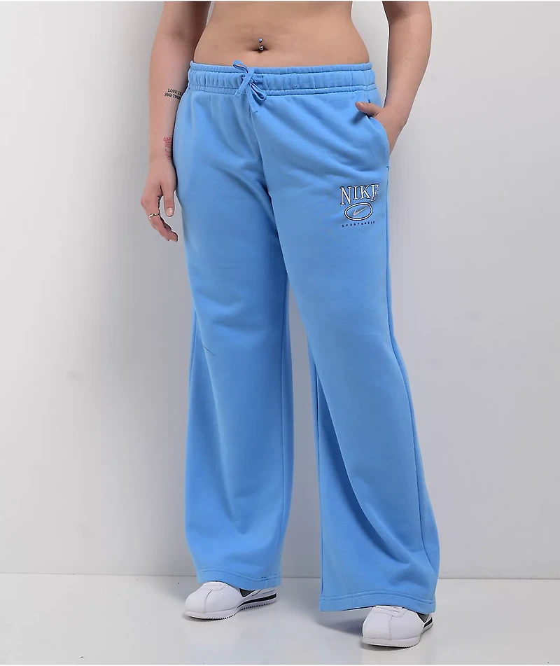 Nike Sportswear Club Blue Wide Leg Fleece Sweatpants