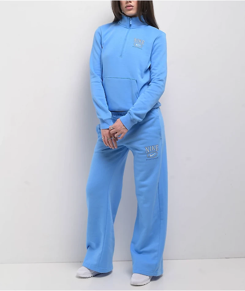Nike Sportswear Club Blue Wide Leg Fleece Sweatpants