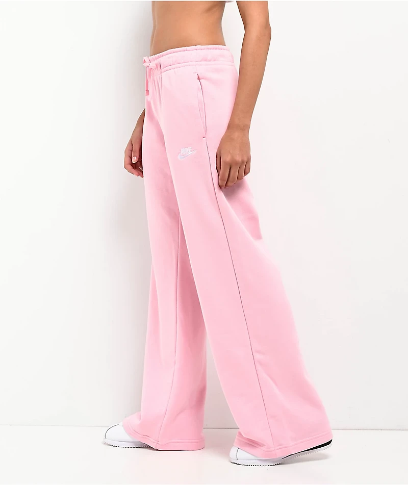 Nike Sportswear Club Fleece Beyond Pink Mid Rise Wide Leg Sweatpants