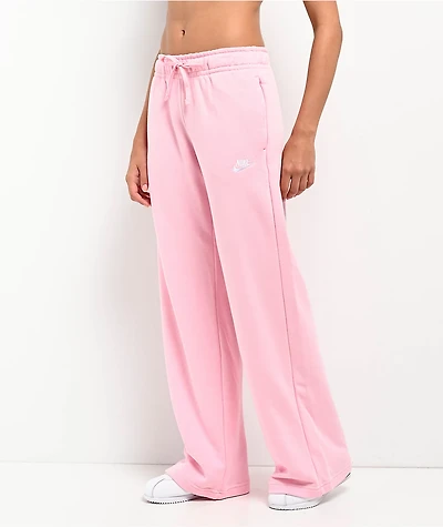 Nike Sportswear Club Fleece Beyond Pink Mid Rise Wide Leg Sweatpants