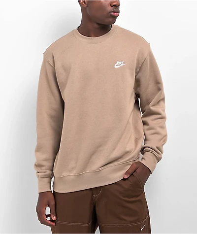 Nike Sportswear Club Fleece Khaki Crewneck Sweatshirt