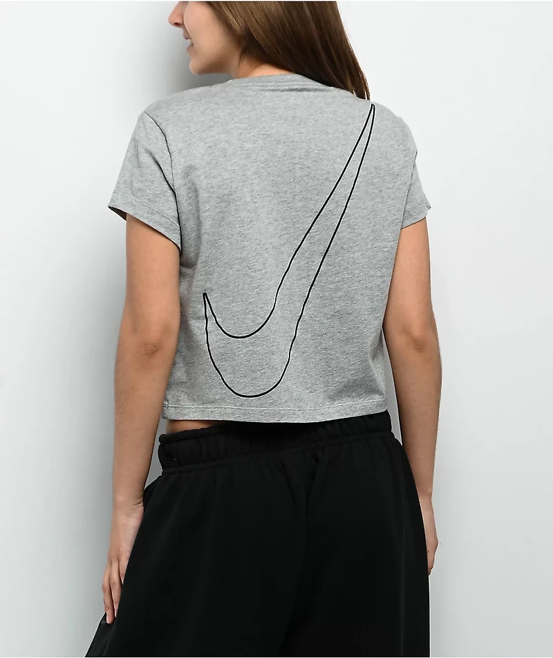 Nike Sportswear Club Heather Grey Crop T-Shirt