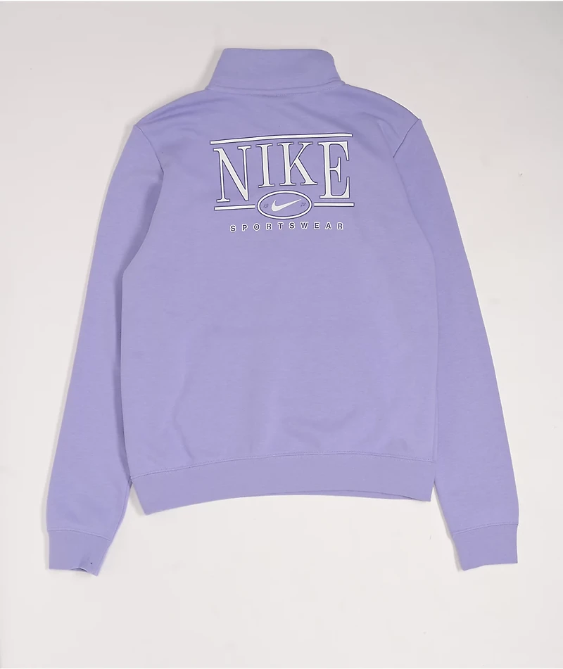 Nike Sportswear Club Purple Fleece Quarter Zip Sweatshirt