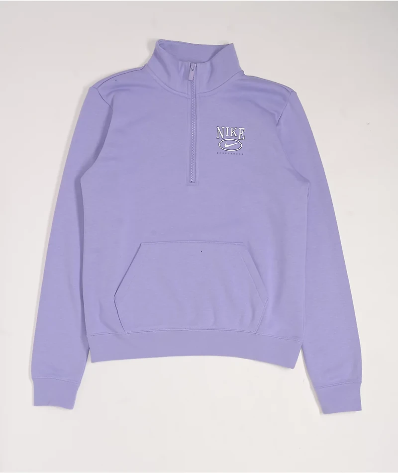Nike Sportswear Club Purple Fleece Quarter Zip Sweatshirt