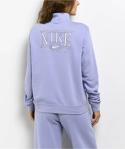 Nike Sportswear Club Purple Fleece Quarter Zip Sweatshirt
