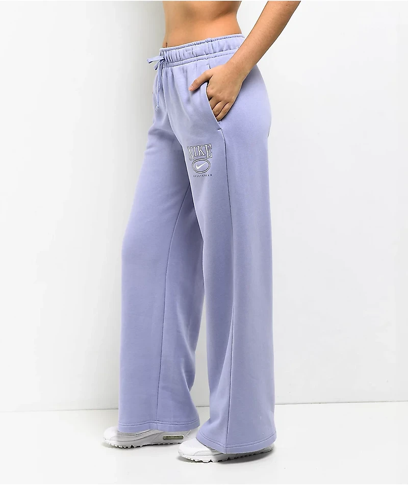 Nike Sportswear Club Purple Wide Leg Fleece Sweatpants