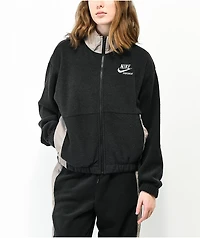 Nike Sportswear Essential Black & Grey Fleece Zip Jacket