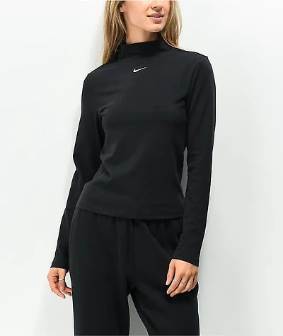 Nike Sportswear Essentials Black Long Sleeve Mock Neck Top