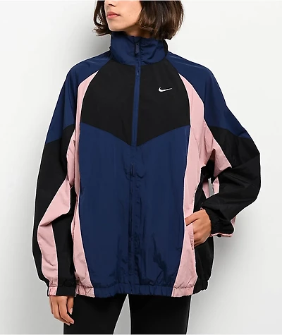 Nike Sportswear Midnight Navy, Black & Particle Pink Oversized Track Jacket