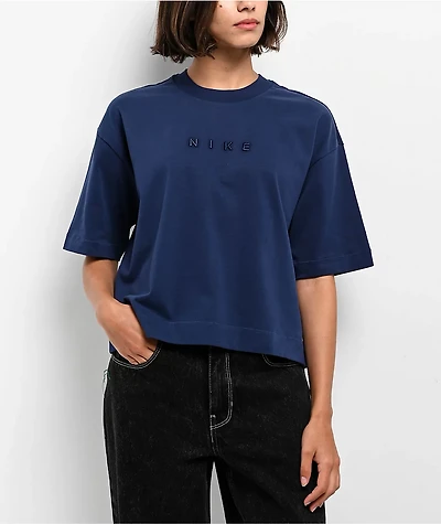 Nike Sportswear Midnight Navy Boxy Oversized Crop T-Shirt
