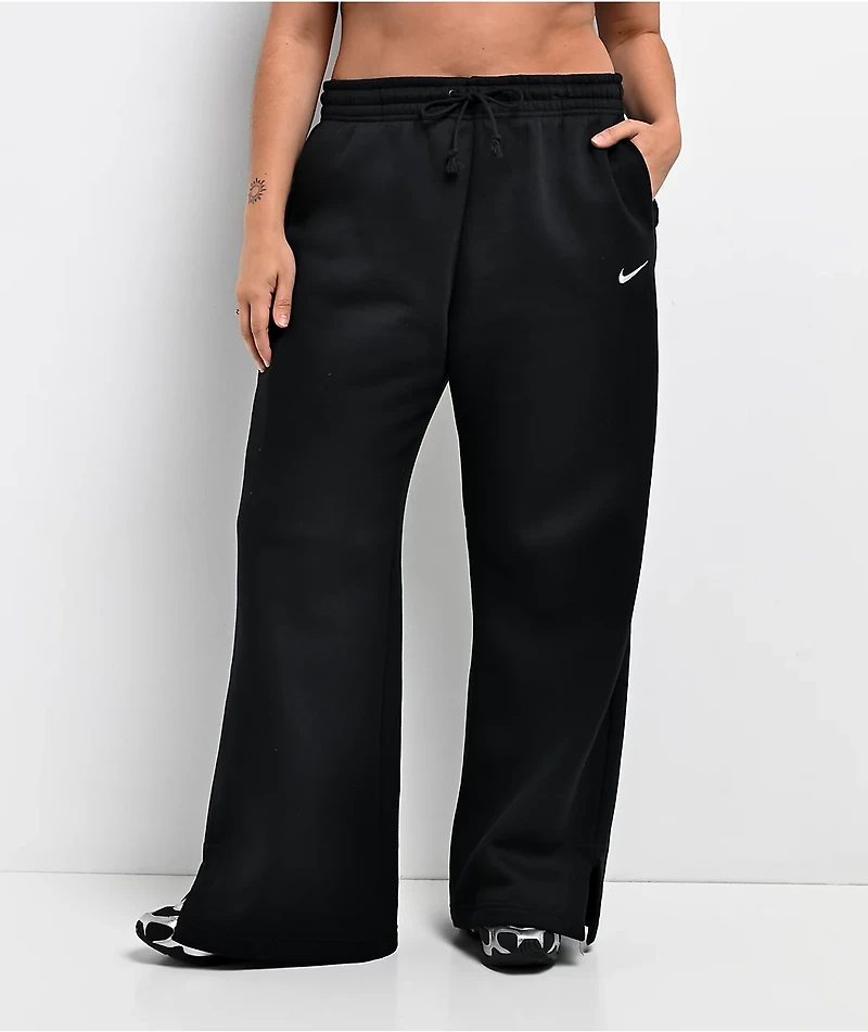 Nike Sportswear Phoenix Black High Rise Wide Leg Sweatpants
