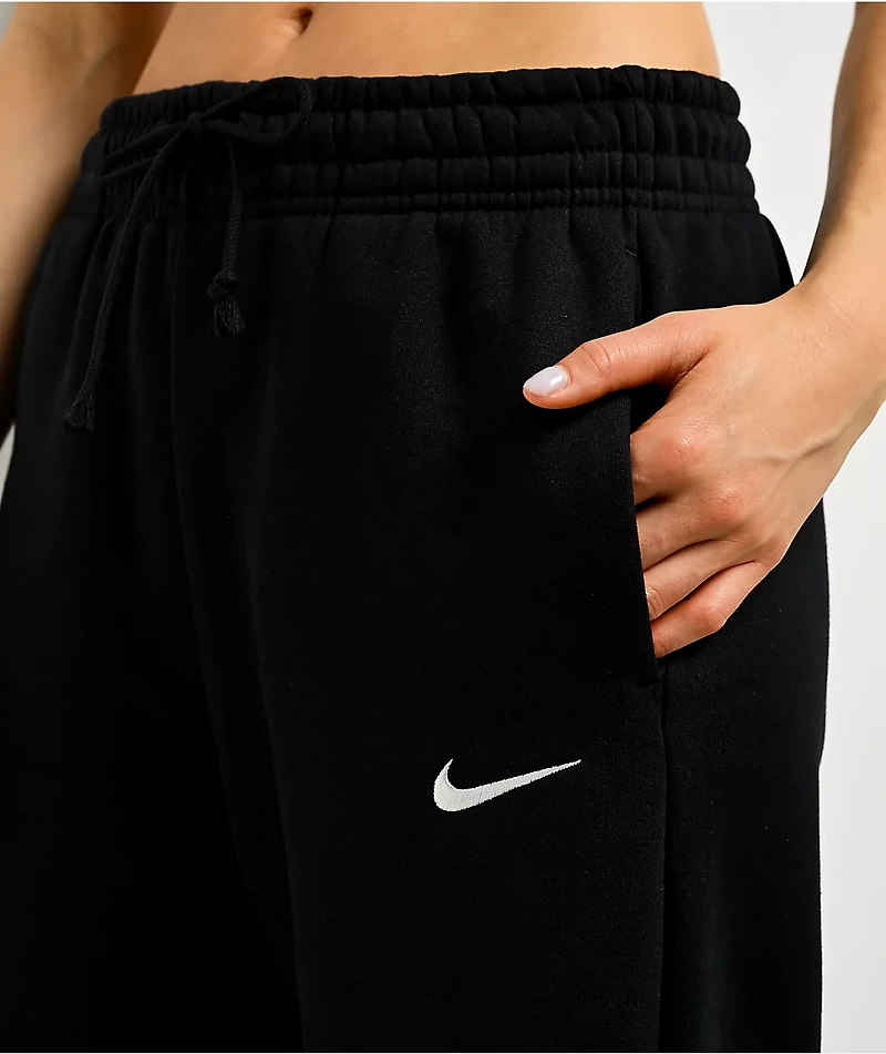 Nike Sportswear Phoenix Black High Rise Wide Leg Sweatpants