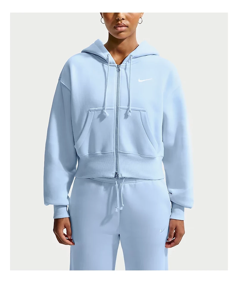 Nike Sportswear Phoenix Blue Crop Zip Hoodie